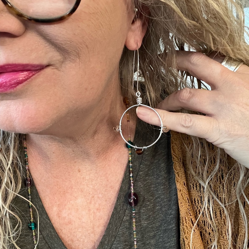 Stone hoop handmade earrings!